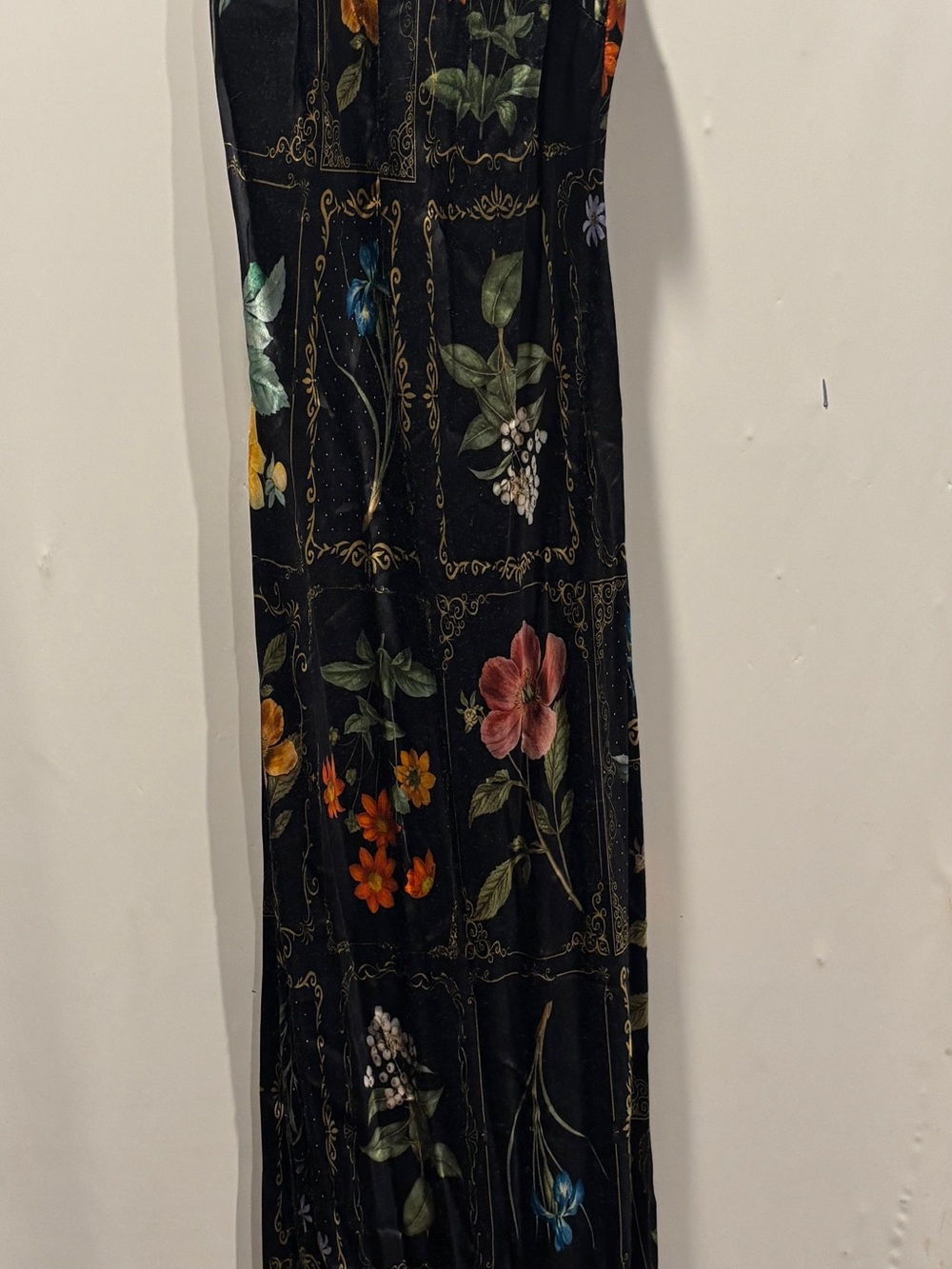 Anthropologie Tie-Neck Column Midi Dress Black Floral Size Medium NWOT - Picture 2 of 7